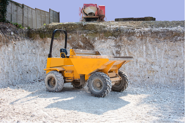 Operator safely operating forward tipping mini dumper during NPORS N139 training