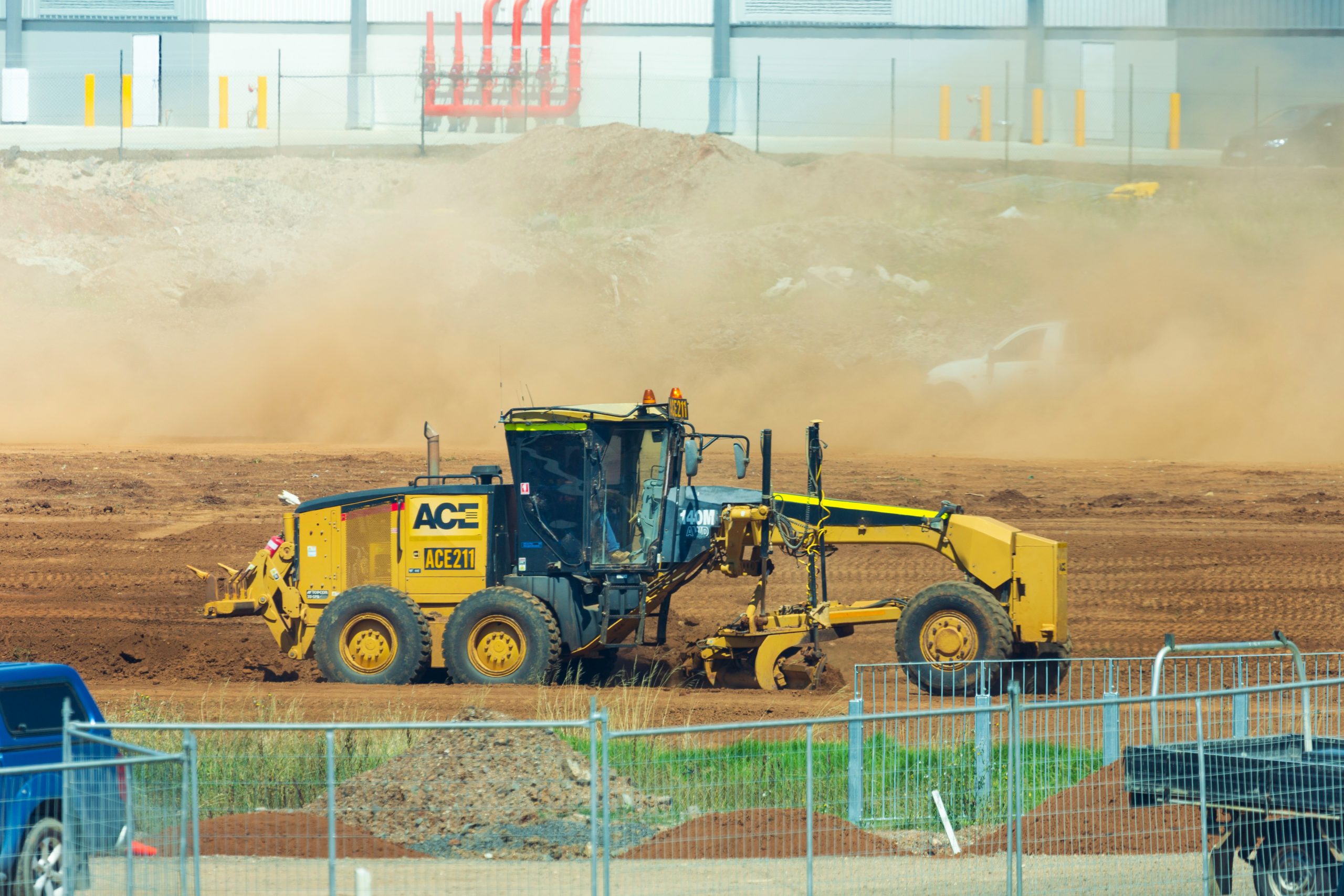 Construction grader in operation during CPCS A19 training for precision ground levelling