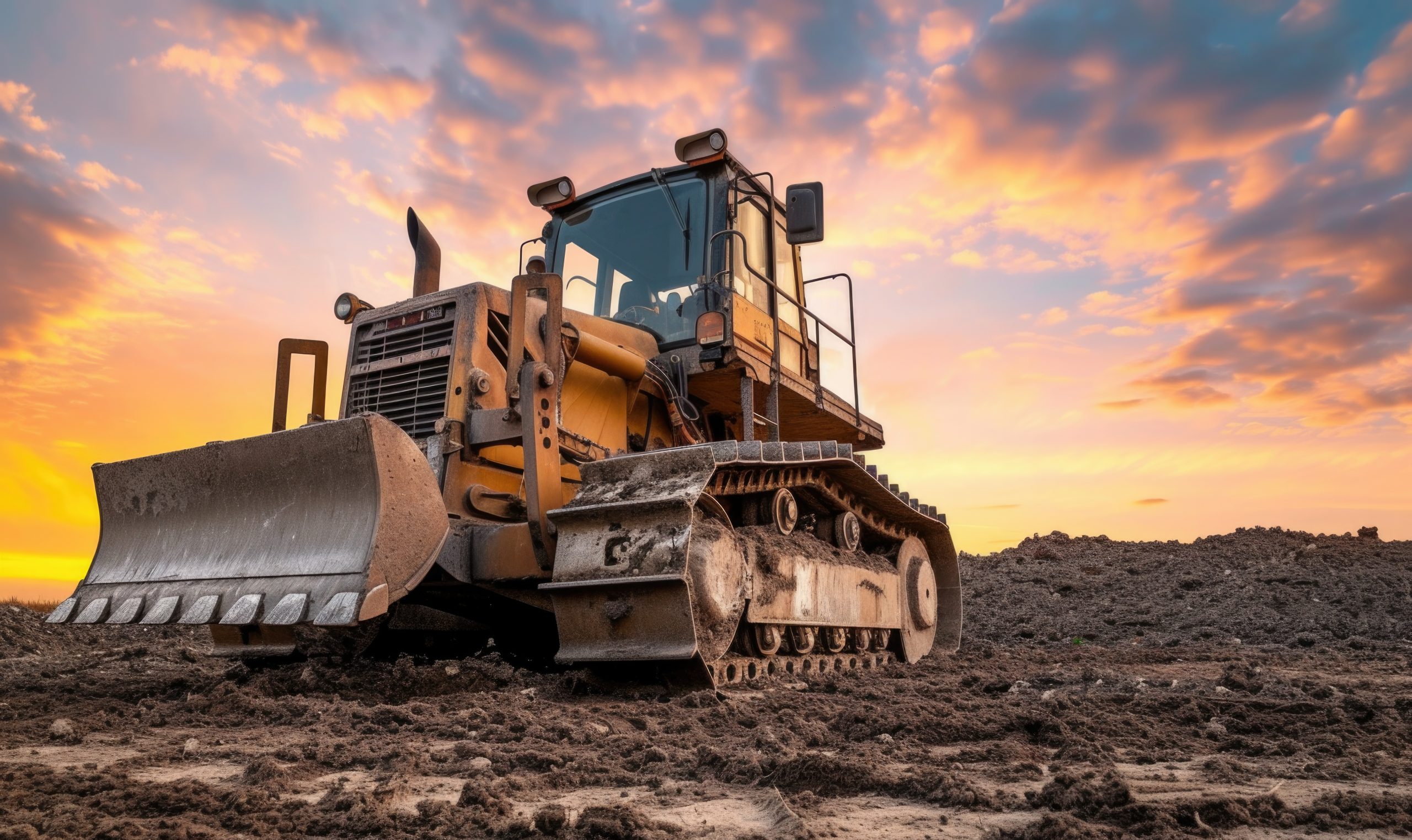Professional bulldozer at sunset - NPORS, CPCS & NVQ accredited plant machinery training and heavy equipment operator certification